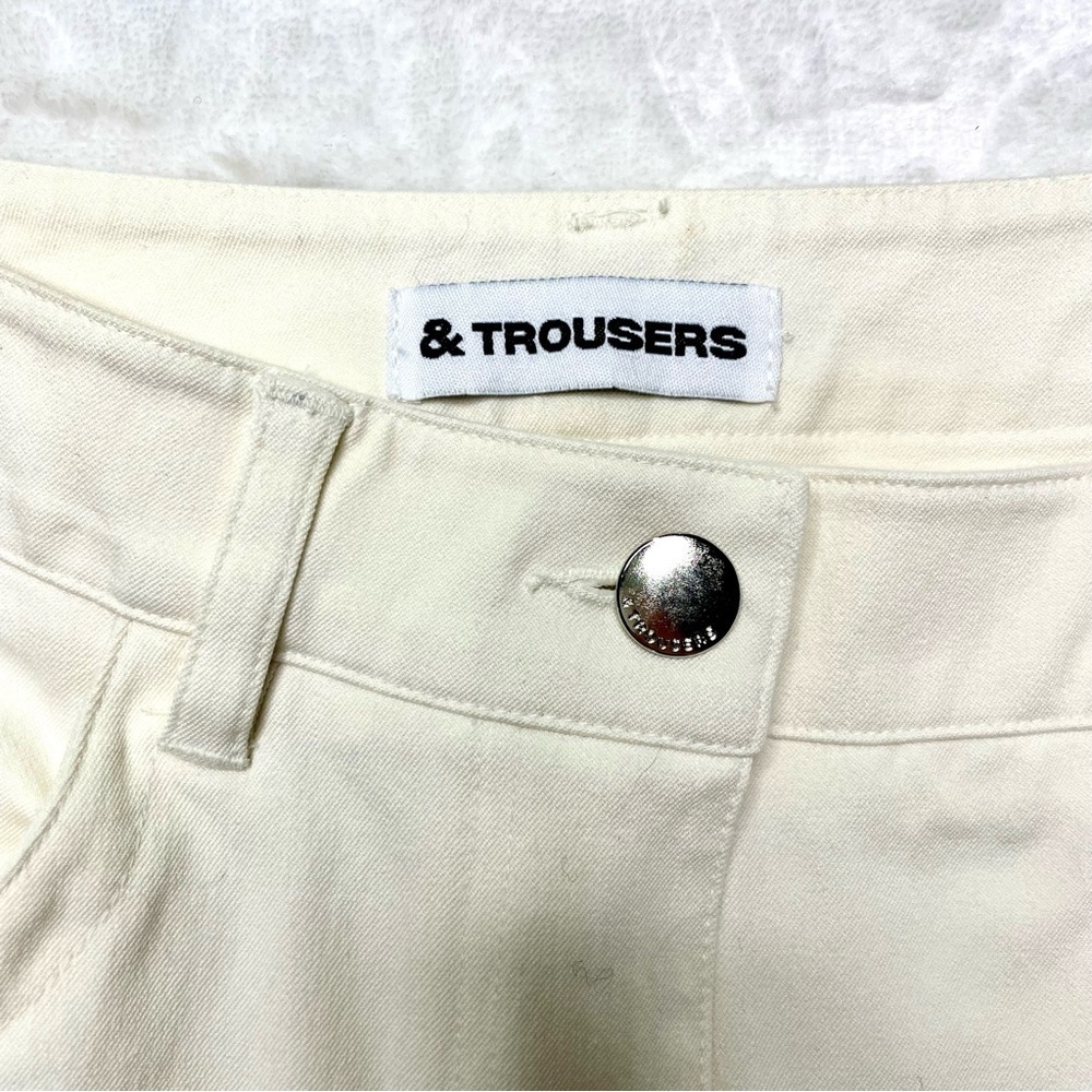 & Trousers Women's Straight Cut Relaxed Fit Mid Rise Stretch Trousers in Ivory - Picture 8 of 15